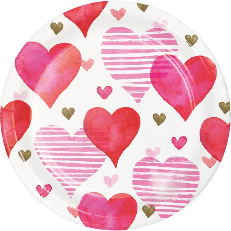 Textured Hearts Valentine 7inch Plates Party at Lewis Elegant Party