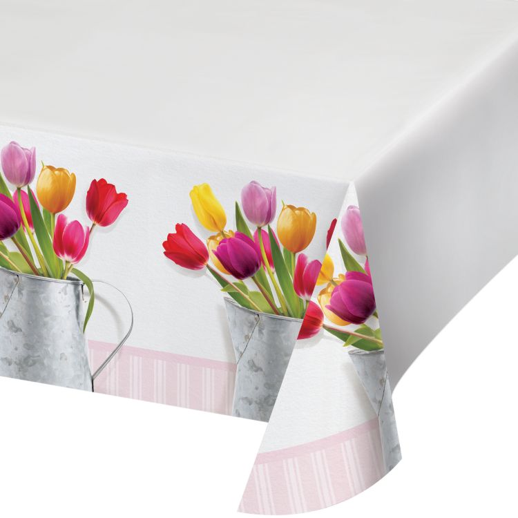 Springtime Tulips Plastic Tablecloth Party at Lewis Elegant Party
