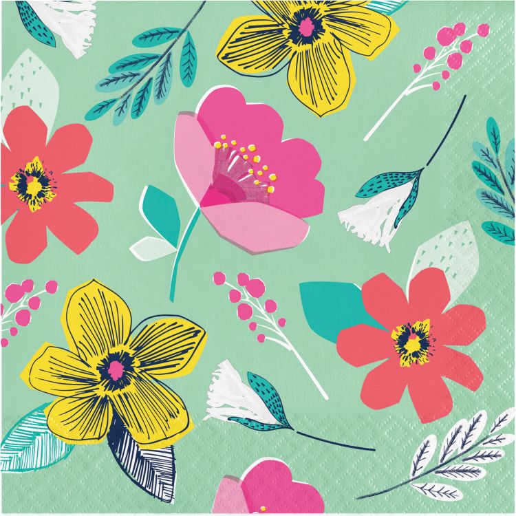 Contemporary Floral Lunch Napkins Party at Lewis Elegant Party