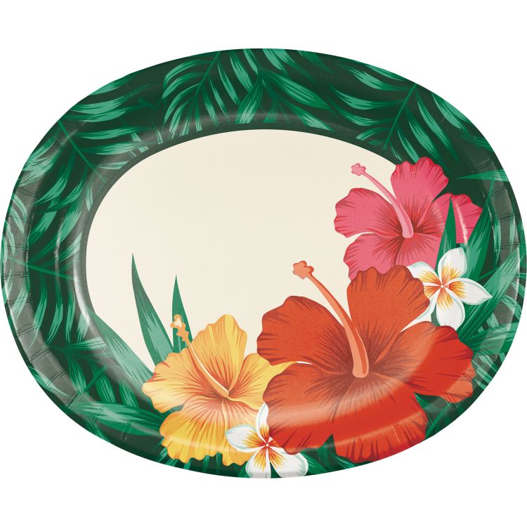 Tropical Flowers 12inch Oval Plates Party at Lewis Elegant Party
