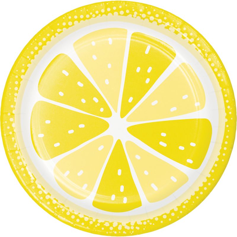 Summer Citrus Lemon Print 7inch Plates Party at Lewis Elegant Party