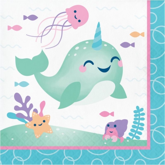 Narwhal Party Lunch Napkins Paper 16 Pack Narwhal Birthday Party Tableware
