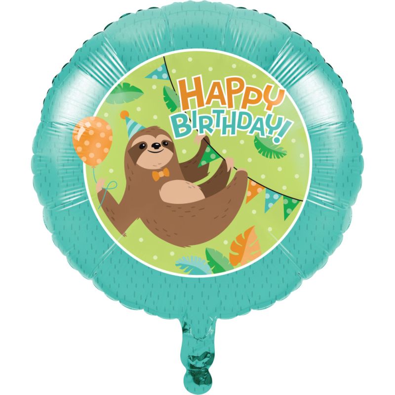 Sloth Party Happy Birthday Foil Balloon: Party at Lewis Elegant Party