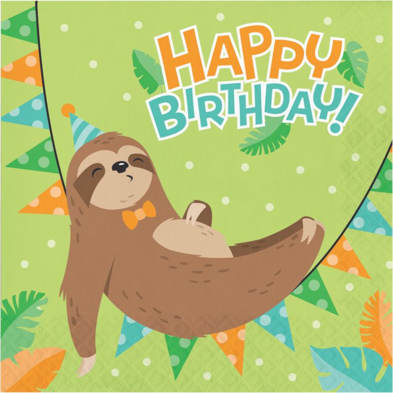 Sloth Party Happy Birthday Lunch Napkins Party At Lewis Elegant Party