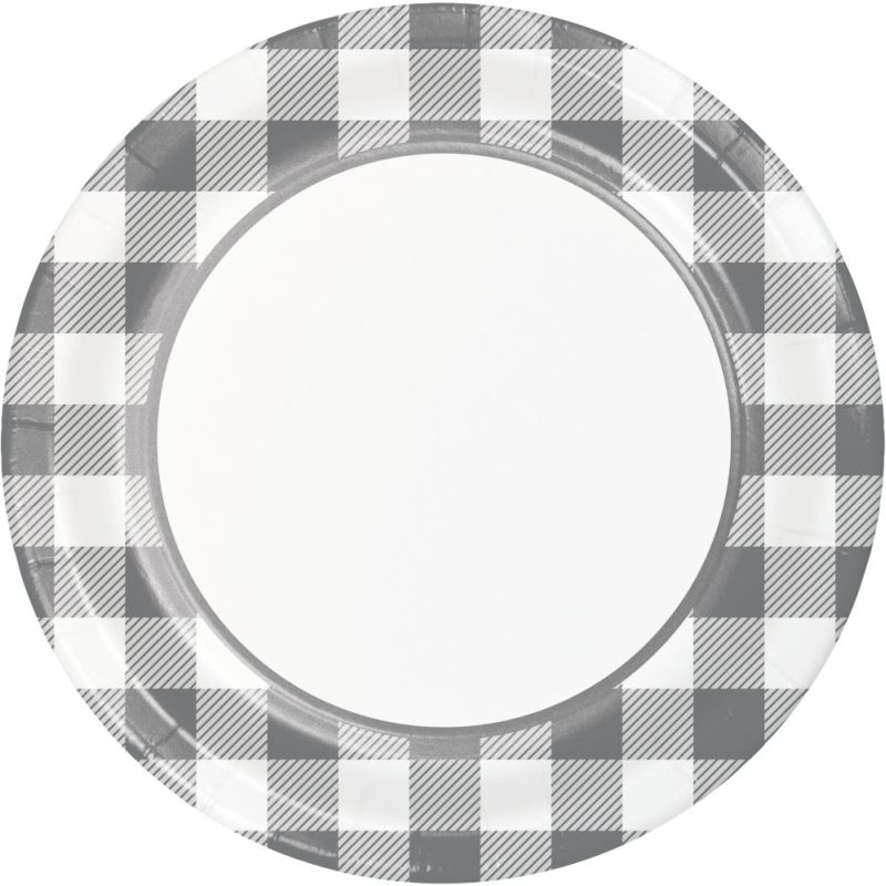 Gray and White Check 9inch Plates Party at Lewis Elegant Party