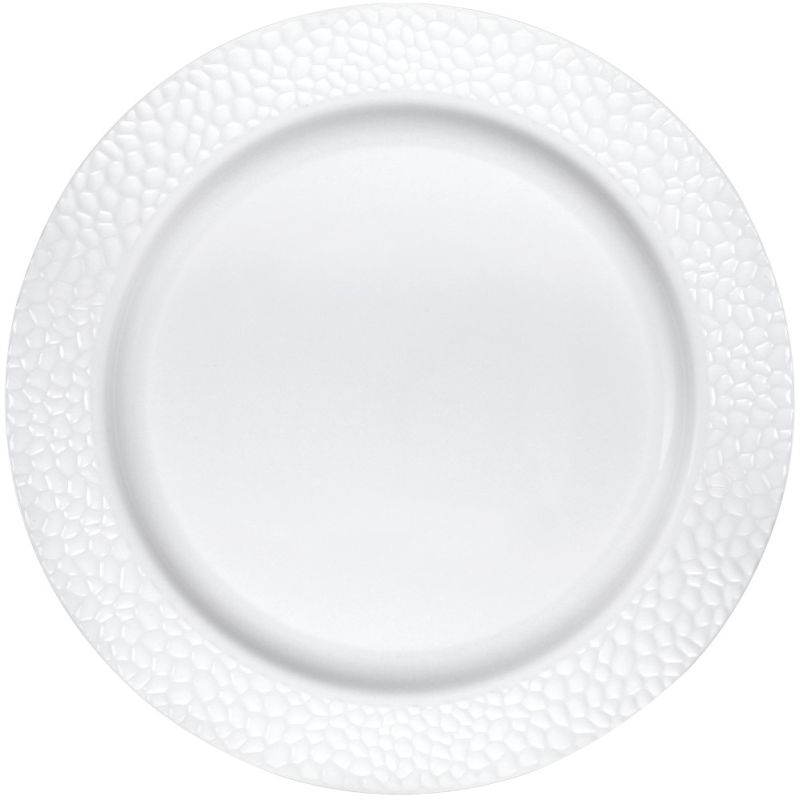 Sensations 10.25inch White Pebble Rim Plastic Dinner Plates Party at