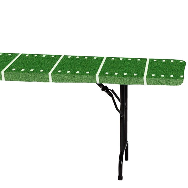 Football Field 6' Banquet Stay Put Elastic Plastic Tablecloth Party at
