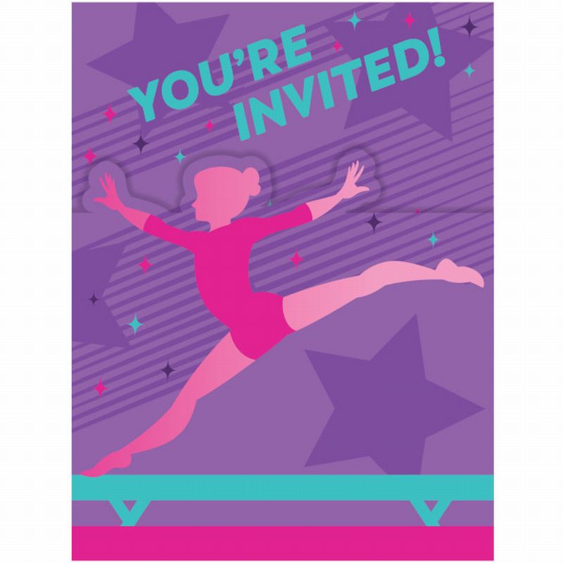 Gymnastics Party Gatefold Invitations Party at Lewis Elegant Party