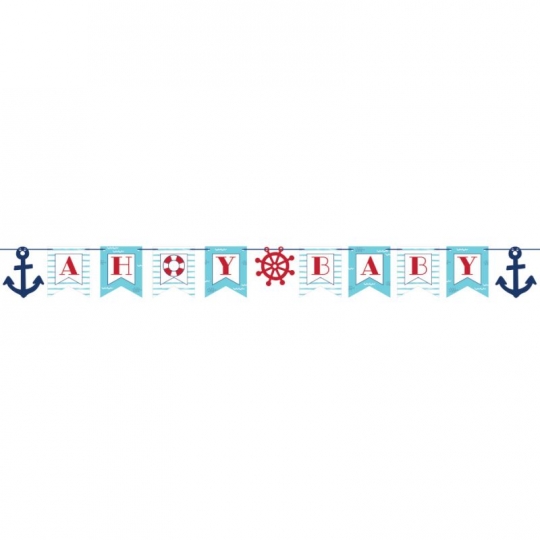 Nautical Baby Ahoy Baby Shaped Ribbon Banner Paper Baby Shower