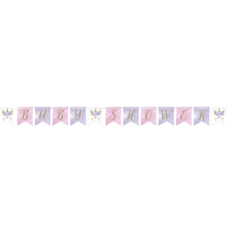 Unicorn Baby Shower Shaped Ribbon Banner: Party at Lewis Elegant Party ...