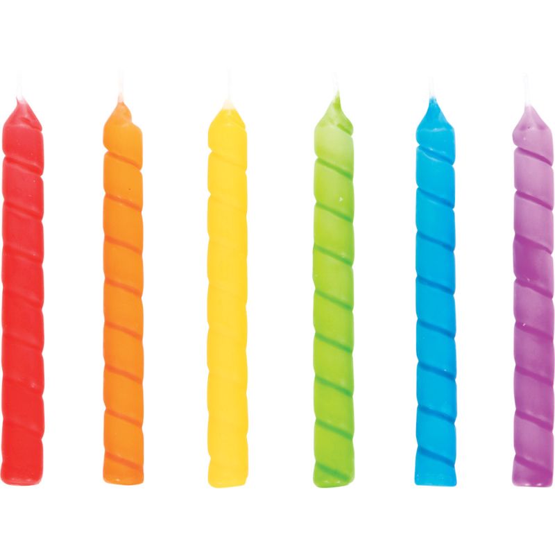 Large Rainbow Spiral Candles Party at Lewis Elegant Party Supplies