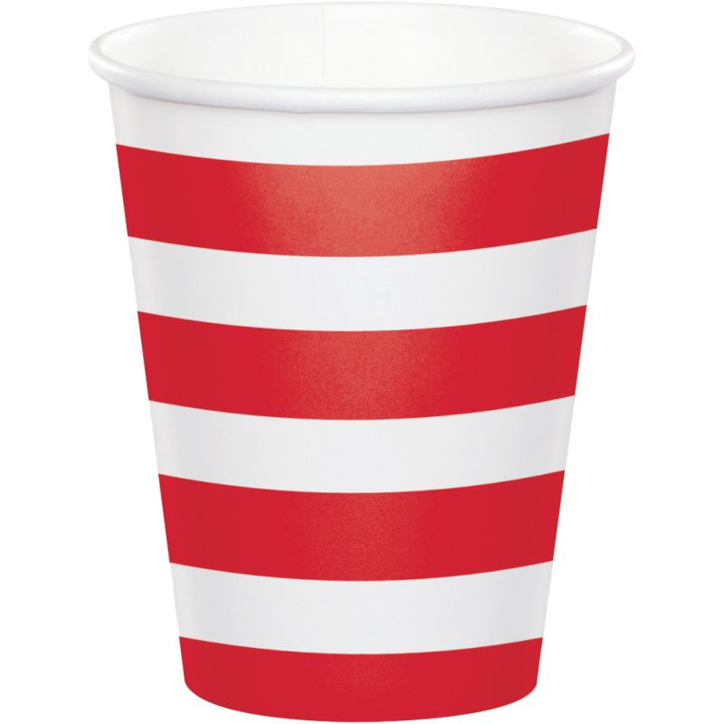 Red Dots and Stripes 8 oz Hot/Cold Cups Party at Lewis Elegant Party