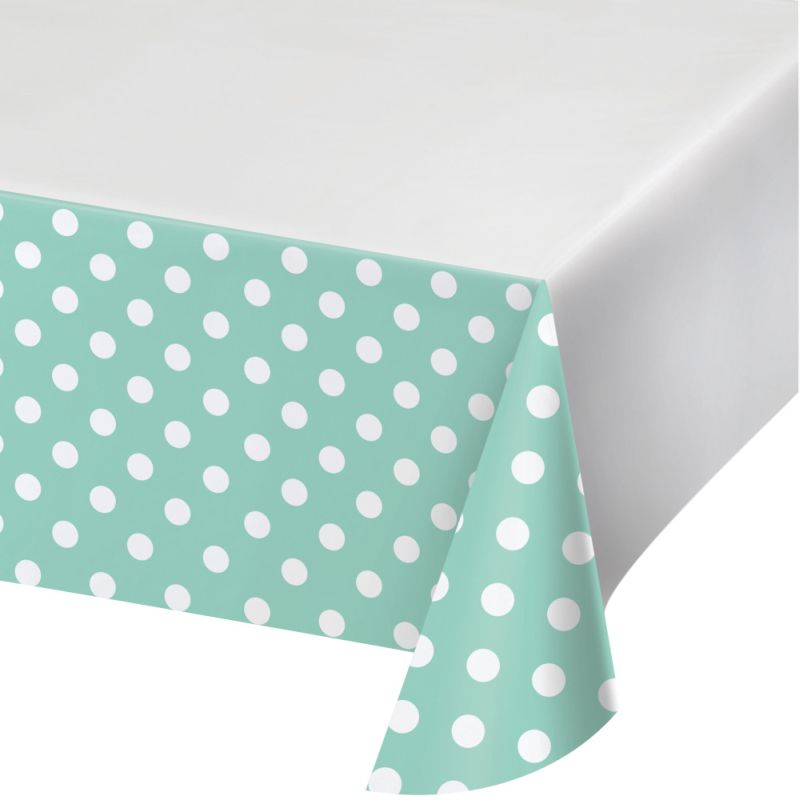 Fresh Mint Green Dots and Stripes Plastic Tablecloth Party at Lewis