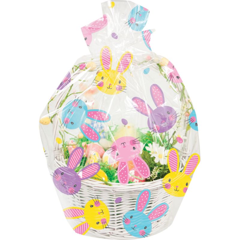 Colorful Easter Bunnies Large Basket Cello Bag Party at Lewis Elegant