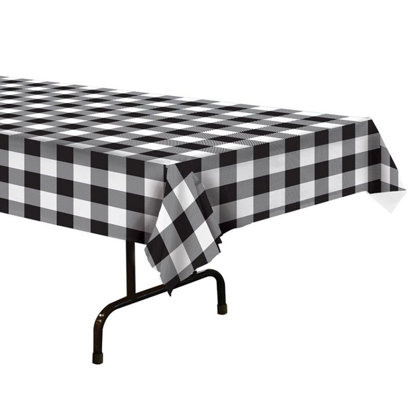 Black and White Plaid Plastic Tablecloth Party at Lewis Elegant Party