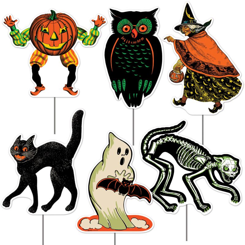 Vintage Halloween Cat & Moon Centerpiece Halloween Party Decorations Supplies 