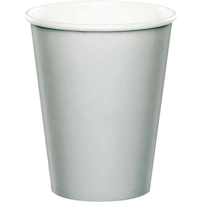 Silver 9 oz Hot or Cold Paper Cups: Party at Lewis Elegant Party ...
