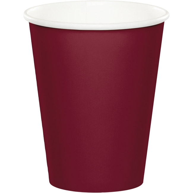 Burgundy 9 oz Hot or Cold Paper Cups: Party at Lewis Elegant Party ...