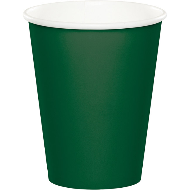 Hunter Green 9 oz Hot or Cold Paper Cups Party at Lewis Elegant Party