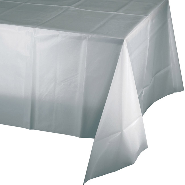 Silver Plastic Banquet Tablecloth Party at Lewis Elegant Party