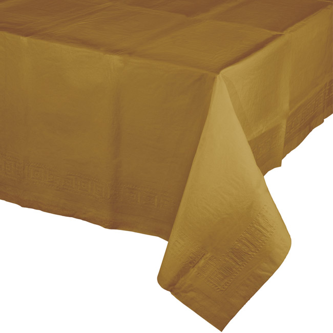 Gold Plastic Banquet Tablecloth Party at Lewis Elegant Party Supplies