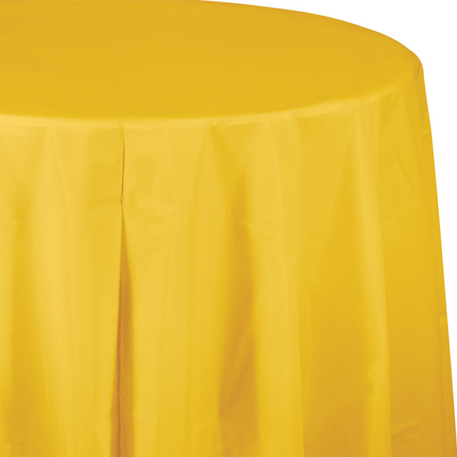School Bus Yellow Plastic Round Tablecloth Party at Lewis Elegant