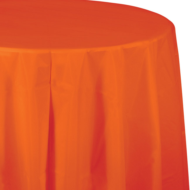 Sunkissed Orange Plastic Round Tablecloth Party at Lewis Elegant Party