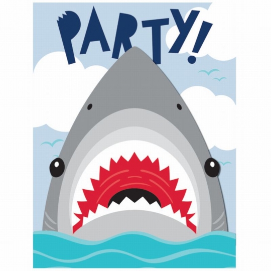 Shark Splash Invitations 8 Pack Paper Shark Birthday Party Invites Decorations 