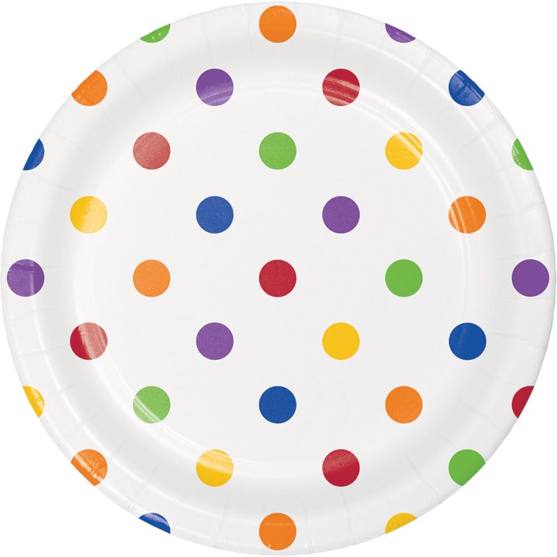 Multi Color Dots and Stripes 7inch Paper Plates Party at Lewis