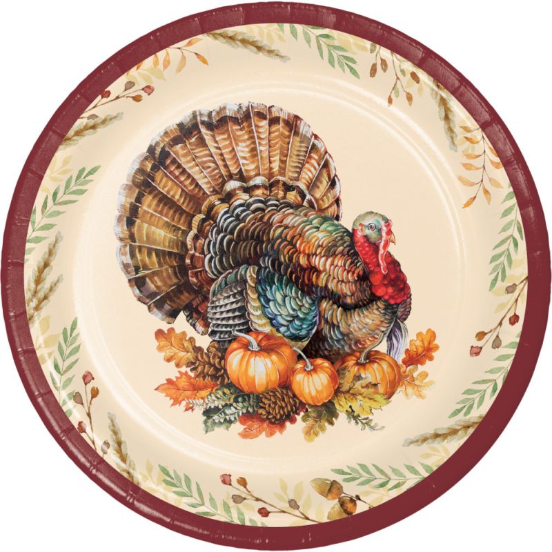 Autumn Turkey 9-inch Plates: Party at Lewis Elegant Party Supplies ...