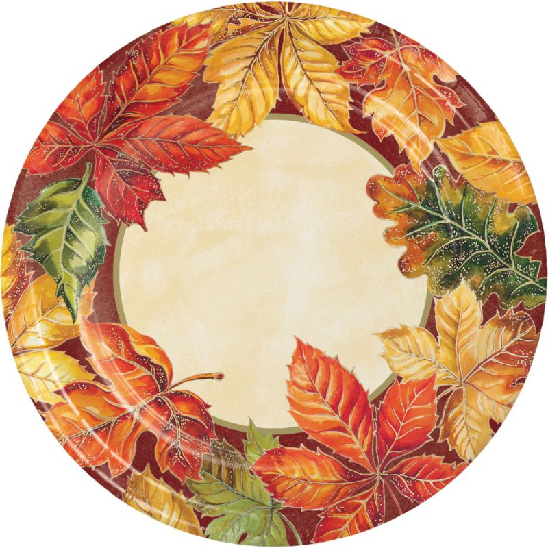 Vibrant Autumn Leaves 9inch Plates Party at Lewis Elegant Party Supplies, Plastic Dinnerware