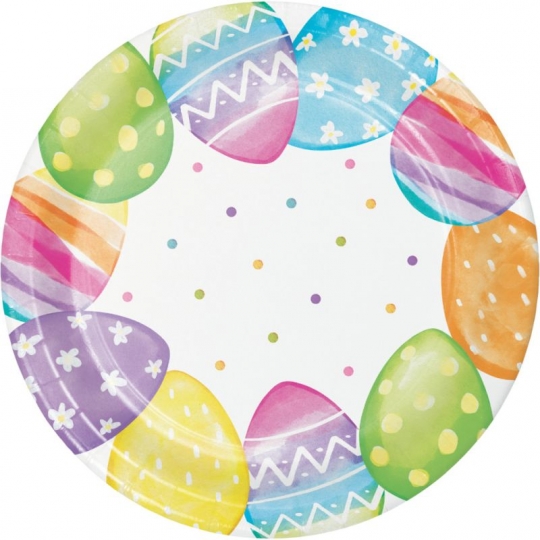 Water Color Easter Bunny 9 Inch Paper Plates 8 Pack Easter Tableware Supplies 
