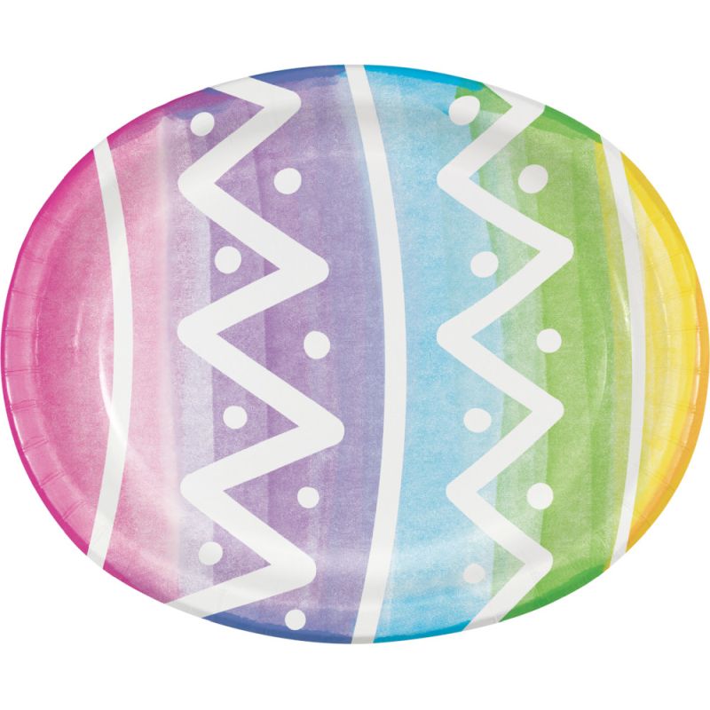 Watercolor Easter Eggs 12inch Oval Plates Party at Lewis Elegant Party Supplies, Plastic
