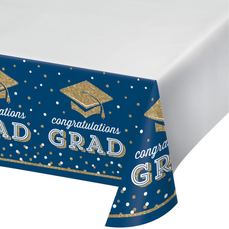 Glittering Grad Paper Tablecloth Party at Lewis Elegant Party Supplies