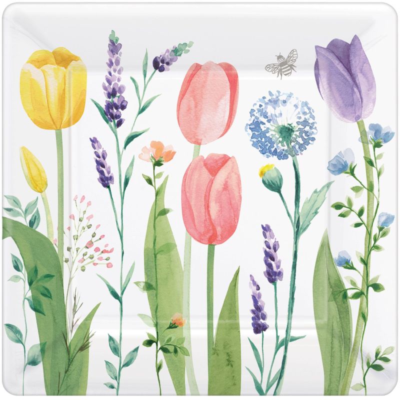 Tulip Garden Square 10inch Plates Party at Lewis Elegant Party