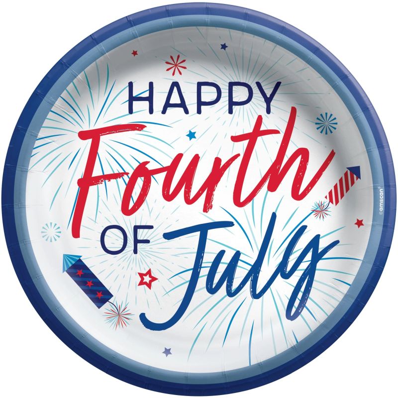 Patriotic Celebration Happy Fourth of July 10inch Plates Party at