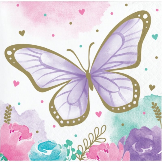 Creative Converting Butterfly Shimmer Beverage Napkins