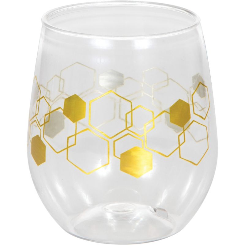 14 oz Stemless Plastic Wine Glasses Party at Lewis Elegant