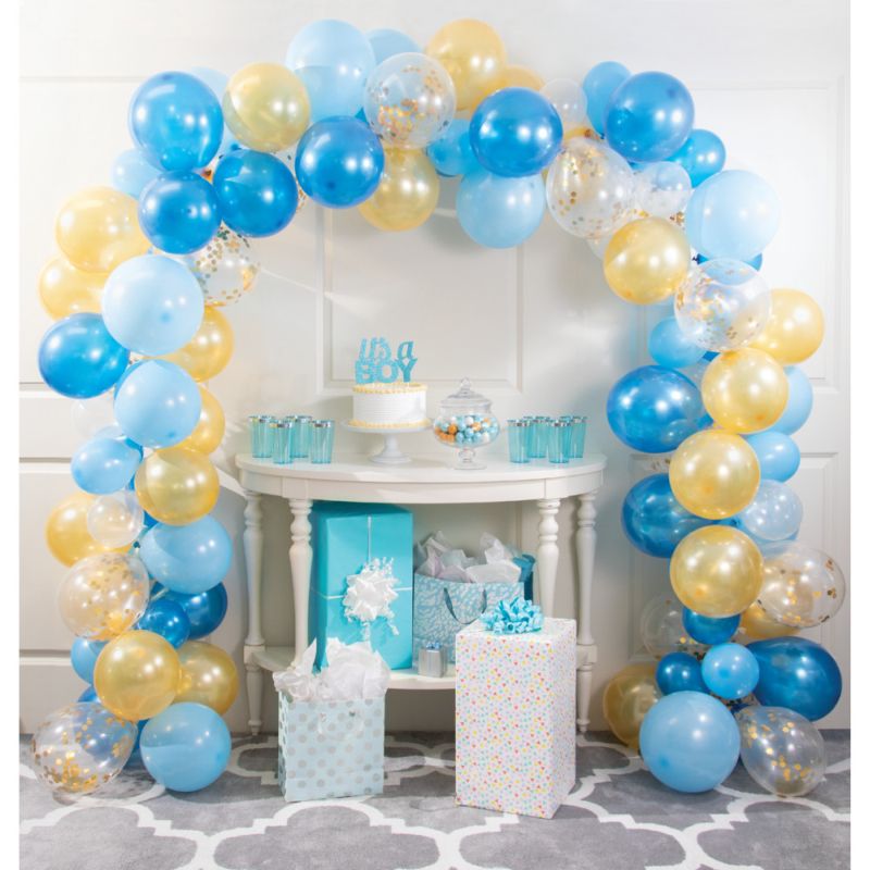 Large Blue and Gold Balloon Arch Kit Party at Lewis Elegant Party