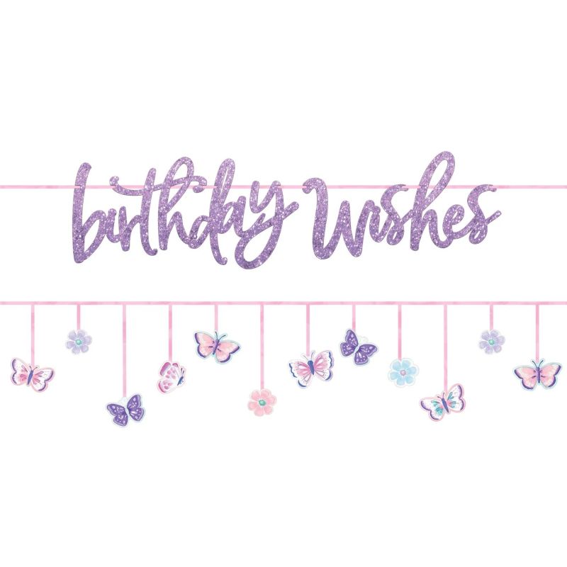 Butterfly Flutter Birthday Wishes Glitter Double Banner Kit: Party at ...
