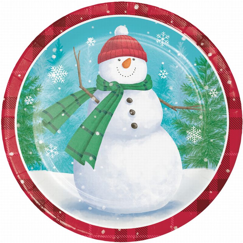 Christmas Snowman Party Supplies Set - Disposable Plates, Napkins, Cups, Tablecloths & Banner For 25 Guests