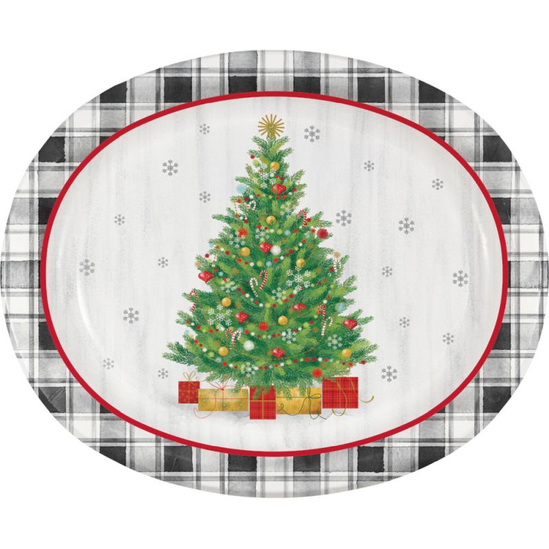 Holiday Tree 12Inch Oval Plates Party at Lewis Elegant Party Supplies