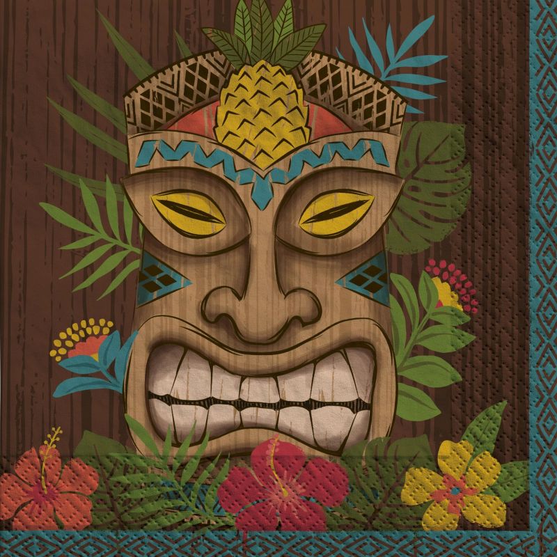Vintage Tiki Beverage Napkins Bulk Pack Party at Lewis Elegant Party