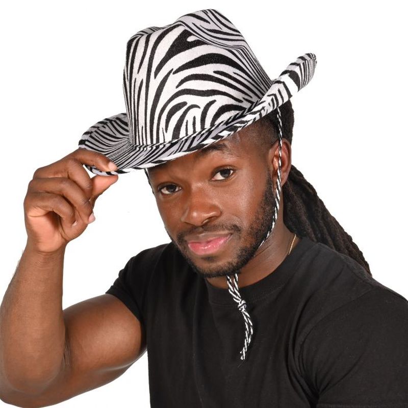 Zebra Print Cowboy Hat Adult Size Fits Most Jungle Safari  display picture 1