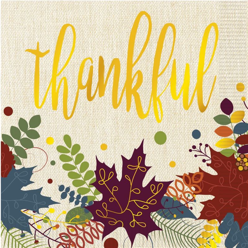 Friendsgiving Foil Stamped Beverage Napkins Party at Lewis Elegant