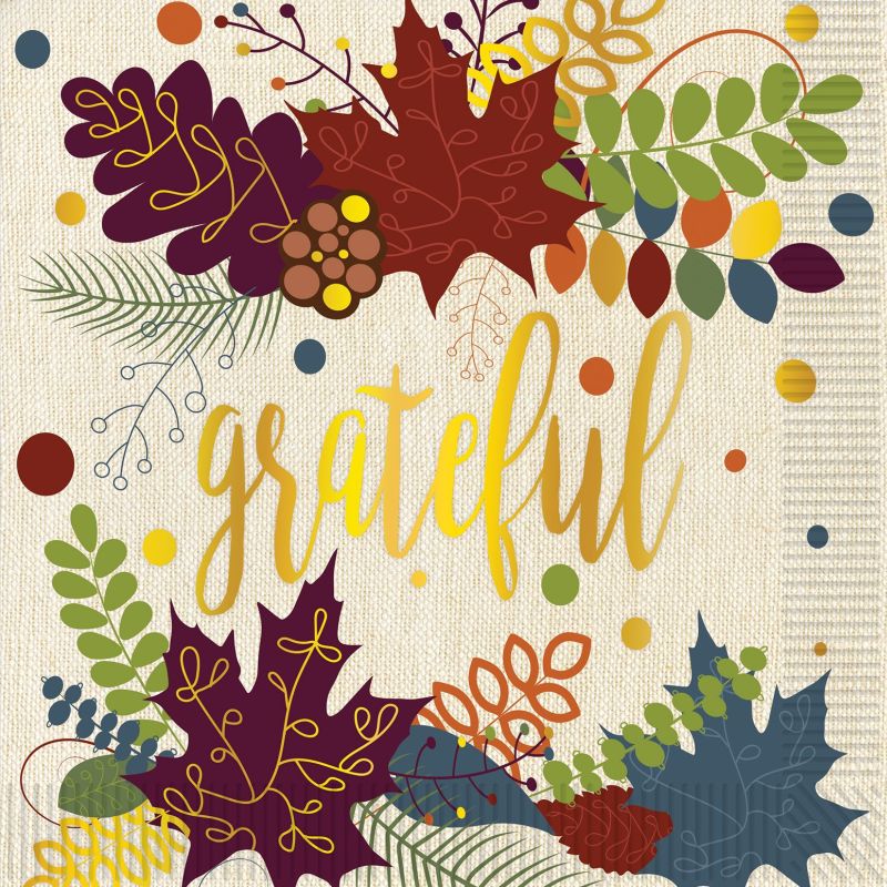 Friendsgiving Foil Stamped Lunch Napkins Party at Lewis Elegant Party