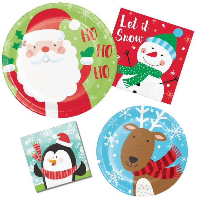 Characters of Christmas Paper Plates and Napkins