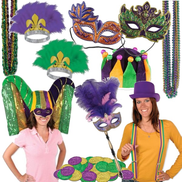 Masked Mardi Gras Hat w/Sequined Drape Mardi Gras Hats Wearables Decorations 