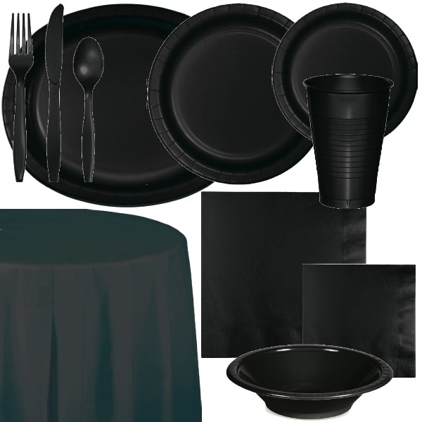 Black Paper and Plastic Dinnerware