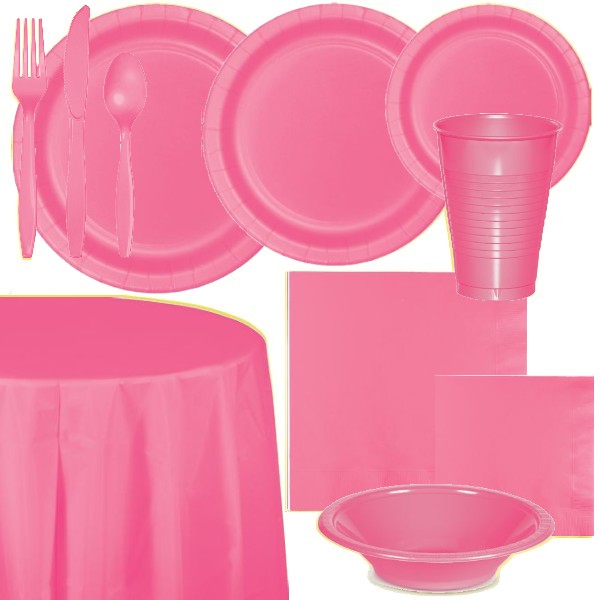 Candy Pink Paper and Plastic Dinnerware